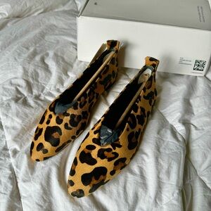 H&M Premium Selection Leather Leopard Flats Size 8